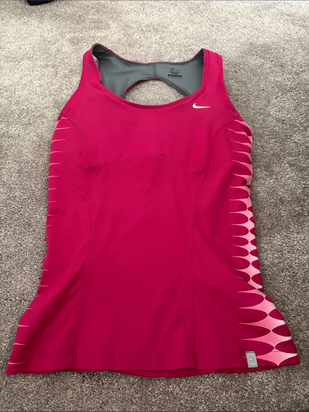 Nike Hot Pink Racerback Athletic Tank with Graphic Panels